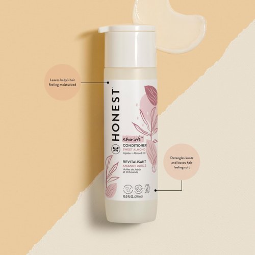 The Honest Company Silicone-Free Conditioner , Gentle for Baby , Naturally Derived, Tear-free, Hypoallergenic , Sweet Almond Nourish, 10 fl oz