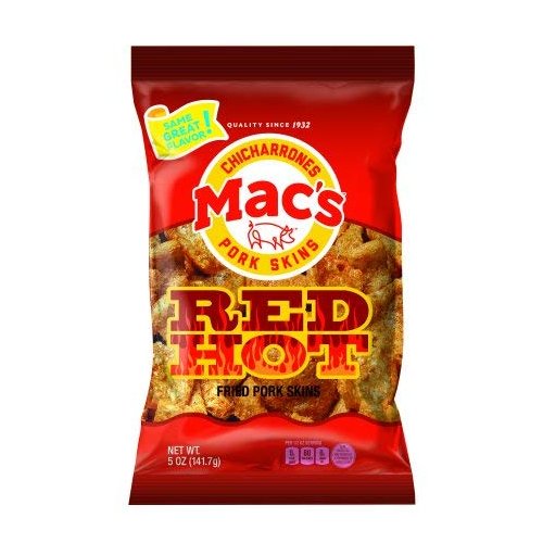 Mac's Red Hot Chicharrones Pork Skins, 5 oz