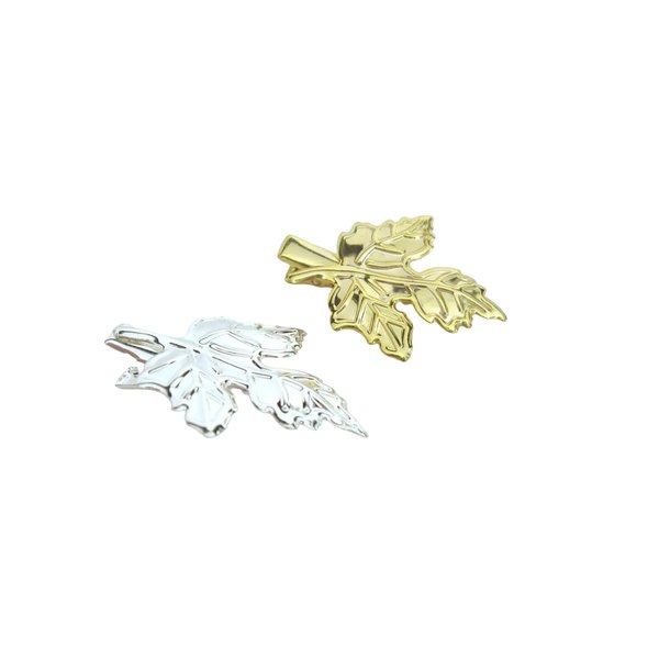 Generic Small gold or silver metal maple leaf alligator hair clip for fine thin hair (Primary color: Silver)