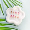 Press on Nails Almond False Nails Full Cover with Flower Designs Acrylic Nails Short French Tip Sticks on Nails for Women Girls Nails Supplies Decorations 24pcs