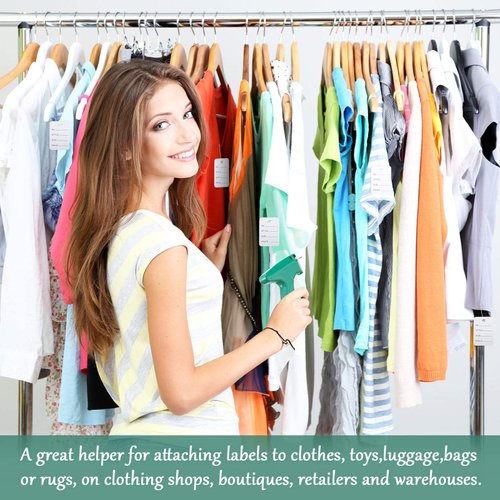 6006 Pcs Clothes Garment Tag, Tagging Gun for Clothing with 6 Needles Attacher Garment Tag Price Tags 2 Inch Standard Plastic Fasteners Barbs Clothing Paper Tag Size Name Style Steel (Green)