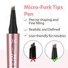 Magic Eyebrow Pencil, Waterproof Microblading Eyebrow Pen 4 Fork Tip Tattoo Pencil,Waterproof Eyebrow Pencil, Easily Create Natural-Looking Brows, Smudge-proof, Up to 24HR Wear (Light Brown)