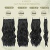 REAUTCOORS Clip in Hair Extensions, Long Wavy Synthetic Hair Extension22 Inch Jet Black 6PCS (220g 1#) (1#(Jet Black), 22inch)