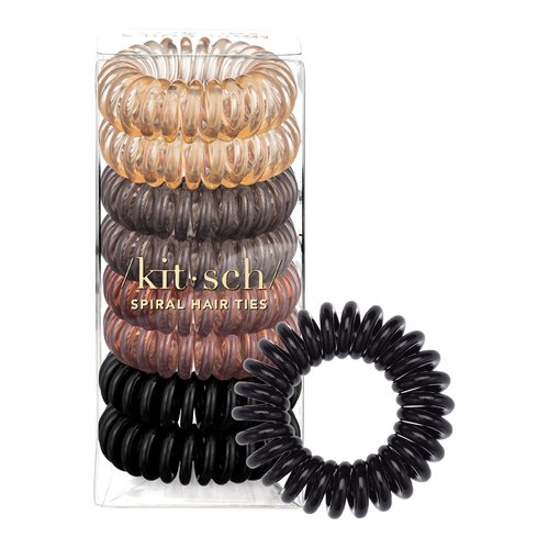 Kitsch Spiral Hair Ties for Women, Coil Hair Ties for Thick Hair, No Crease Hair Tie, Spiral Hair Ties No Damage, Hair Coils & Phone Cord Hair Ties for Thin Hair, Hair Ties Spiral, 8pcs (Brunette)