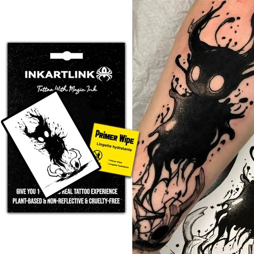INKARTLINK Temporary Tattoos, Semi Permanent Tattoos, Adult Art Designs, Waterproof Temporary Tattoos, Party Favors, Tattoo Stickers Realistic, No Adhesive, Lasts 1-2 Weeks (The devil is out of body)