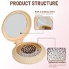 3 Pack Foldable Travel Hair Brush with Compact Mirror, Folding Pocket Hairbrush for Women Men Purse, Portable Mini Air Cushion Hair Comb for Detangling Massage Fine Thick Curly Hair (3PCS)