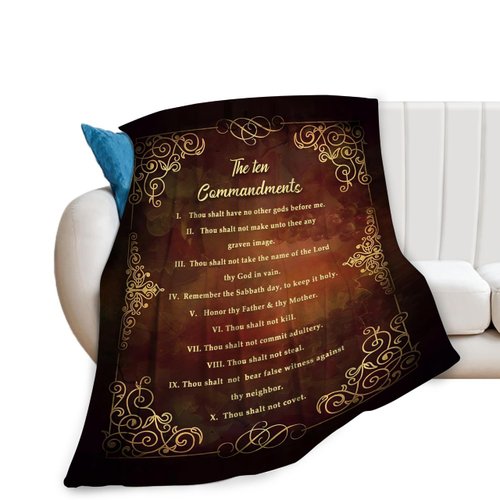 Ten Commandments Blanket 10 Commandments Throw Blanket Christian Scriptures Decor Religious Stuff Merch Cozy Flannel Soft Plush Fuzzy Warm Lightweight Bedding Gifts for Women Men Girls 50"X40"