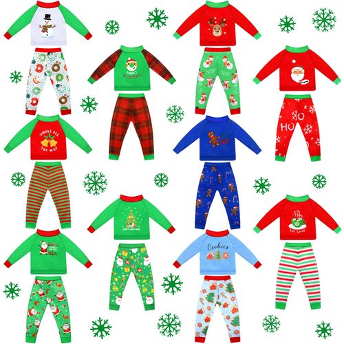 Liitrsh Christmas Ugly Sweaters Elf Doll Clothes Accessories Christmas Santa Elk Snowman Clothing Pajamas for Doll Holiday Decoration (20 Pcs)