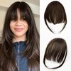 Clip in Bangs- Fake Bangs100% Human Hair Bangs Clip in Hair Extensions Wispy Bangs Clip On Air Bangs for Women Fringe With Temples Hairpieces Curved Bangs For Daily Wear (Dark Brown, Frensh Banga)