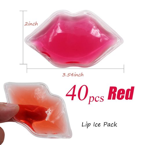 Ice Pack for Lip Filler, Lip Ice Pack Bulk Small Ice Pack for Mouth, Injections, Injuries, Bruises (40 count Red)