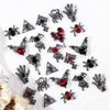 32Pcs Halloween Nail Charms 3D Alloy Nail Art Charms 3D Black Red Rhinestones Nail Supplies Skeleton Star Heart Spider Bat Devil's Eye Cross Design for Manicure Craft DIY Nail Art Decorations 16Styles