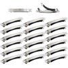 Cinaci 20 Pack 6cm/2.4" Simple Plain Blank DIY Caft Silver Metal French Hair Barrettes with Black Leather Cover Snap Hair Clips Clasps for Women Girls Teens Hair Accessories (2.4 Inch)