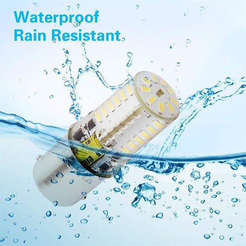 1156 Ba15s 1141 P21w 12v LED Bulbs, Single Contact Bayonet Base, 5W Cool White 6000K 500LM, Waterproof Light, for RV, Trailer, Boat, Lawn Tractors, Mower. (Pack of 2)