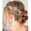 YBSHIN Pearl Bride Wedding Hair Pins Silver Crystal Hair Pieces Rhinestone Hair Clips Bridal Hair Accessories for Women and Girls (Pack of 3)