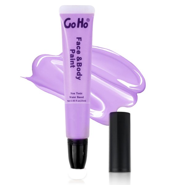 Go Ho Pastel Purple Face Paint Stick,Water Based Cream Light Purple Body Paint Washable,Highly Pigmented,Smooth and Safe for Skin,Halloween Cosplay SFX Ursula Makeup