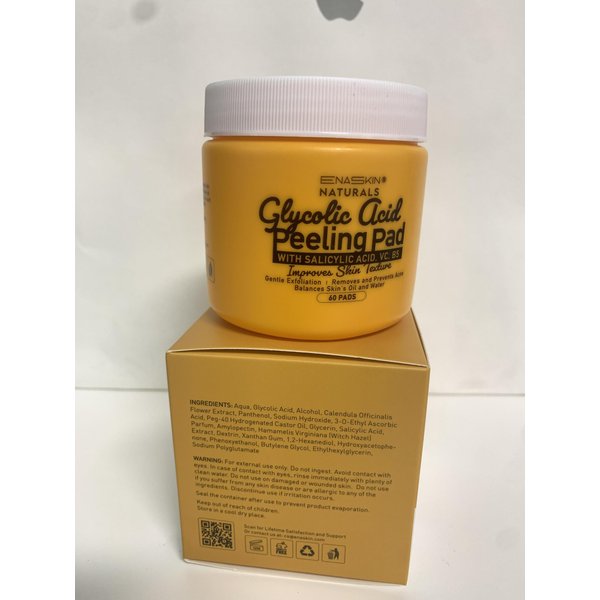 Peeling Pads with Glycolic Acid, Salicylic Acid & Vitamin C | Pre-soaked Pads for Radiant Skin, Hydration & Fine Line Reduction-50 Pad