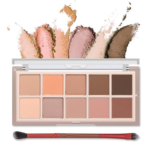 Erinde 10 Colors Eyeshadow Makeup Palette - Matte Naked Eye Shadow, Ultra-Blendable, Long Lasting, Professional Matte & Shimmer Nudes Neutral Eye Shadows Palette with Brush, Milk Tea