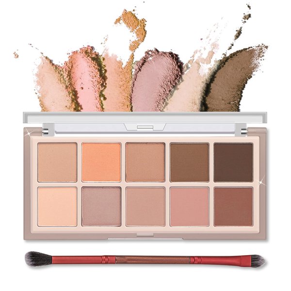 Erinde 10 Colors Eyeshadow Makeup Palette - Matte Naked Eye Shadow, Ultra-Blendable, Long Lasting, Professional Matte & Shimmer Nudes Neutral Eye Shadows Palette with Brush, Milk Tea