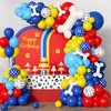 152pcs Paw Balloons Garland Arch Kit, Paw Print Balloons with Dog Bone Foil Balloons Royal Blue Yellow Red Balloons for Baby Shower Paw Themed Birthday Party Decorations