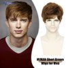 MIMAN Mens Short Brown Wigs for Men Short Straight Wig Layered Natural Synthetic Mens Wig Short Hair Replacement Wigs Realistic Male Halloween Costumes Party Cosplay Wigs with Wig Cap