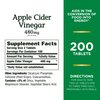 Nature's Bounty Apple Cider Vinegar 480mg Pills, Vegetarian Supplement Plant Based, 200 Tablets