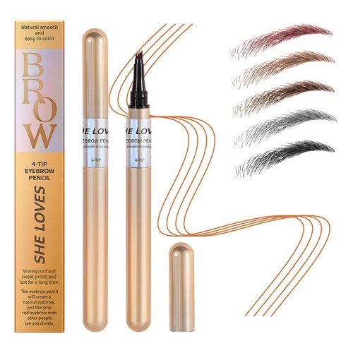 Natural Brow Eyebrow Pen, Microblading Eyebrow Pencil, Eye Brow Pencils for Women Brown, Waterproof Long-Lasting Microblading Eyebrow Pen (Red Brown)