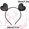 SeBneny Black Heart Headband Valentine's Day Heart Headband Sequin Glitter Hair Band Hoops Love-shaped Head Hair Hoop Headdress Christmas Headbands for Girls