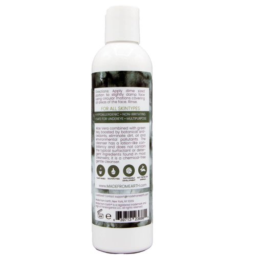 Made from Earth Green Tea Face Cleanser - Vitamin A, C and Plant Proteins for All Skin Types, 8 oz.