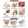 24Pcs Short Square French Tip Press on Fake Nails in White Pink Nude - Full Cover Acrylic Nail Tips for Women and Girls