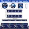 Video Game Birthday Party Decorations,98 Pcs Of Game Party Birthday Decorations,Including Dinner Plates,2 Game Tablecloths,Forks,And Other Video Game Party Supplies , Serving 24 Guests (Blue)