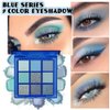 Sapphire Blue Smoky Eye Shadow Palette,Frosty Blue Peacock Blue Navy Blue Royal Blue Green Goth Highly Pigmented Glitter Cream Eyeshadow,Long Lasting Waterproof Blendable Blue Eye Shadow for Women