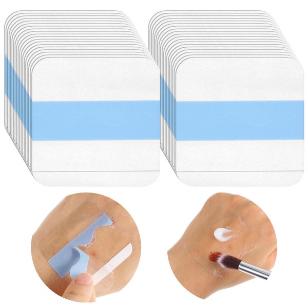 Ptwola 100PCS Makeup Hand Palette Single Use Foundation Mixing Palette Adhesive Tape Disposable Transparent Waterproof Cosmetic Tray Professional Makeup Artist Must Haves Supplies for Women Girls