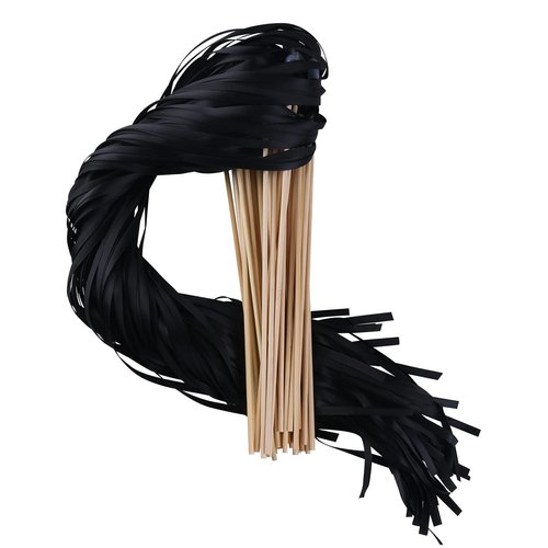 100PCS Ribbon Stick Wands Wedding Streamers with Silk Fairy Stick Wand for Wedding Party Baby Shower Send Off Party Activities Holiday Celebration Favors (Black-100PCS)