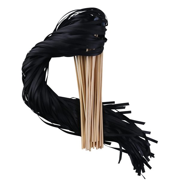 100PCS Ribbon Stick Wands Wedding Streamers with Silk Fairy Stick Wand for Wedding Party Baby Shower Send Off Party Activities Holiday Celebration Favors (Black-100PCS)