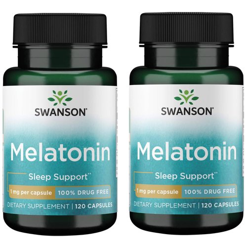 Swanson Melatonin - Herbal Supplement - 120 Capsules, 1mg Each (2 Pack)