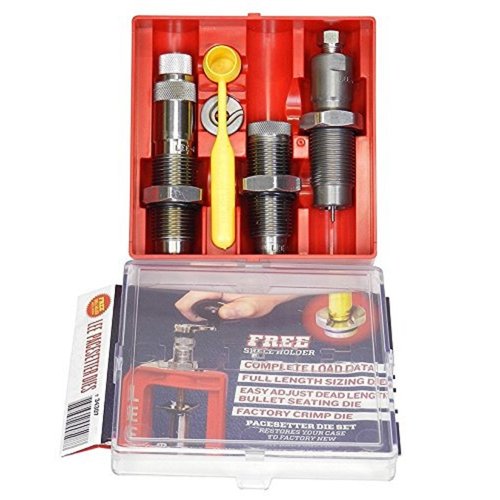 Lee 6.5 Grendel Very Ltd. Production 3-Die Set. Includes Full Length Sizing Die, Easy Adjsut Dead Length Bullet Seating Die, Factory Crimp Die, Universal Shell Holder, instructions and load data.