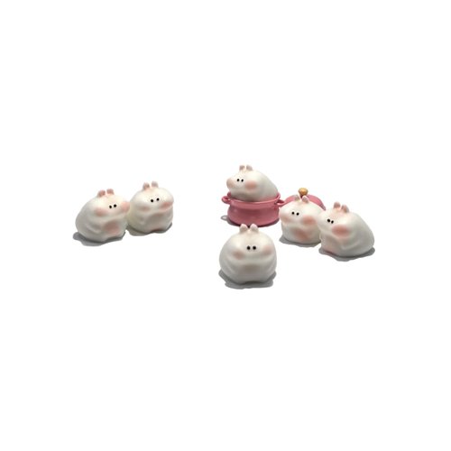Peajour Squishies- 7pcs Mochi Squishy Kit, Kawaii Mochi Toys for Party Favors, Mini Squishies for Easter Eggs, Classroom Prizes, Birthday Goodie Bags, Christmas Stocking, Pinata, 6 Rabbits & Mini Pot