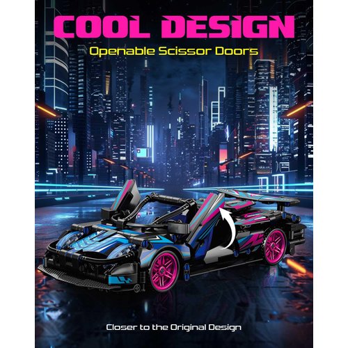 Sosuy 1:18 Super Sports Car Model Building Bricks Sets - 513 pcs MOC Cyberpunk Rally Car Raceing Engineering Toys for Play and Display - Model Toy Gift Idea for Adults Boys