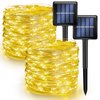 Dazzle Bright 2 Pack Solar String Lights Outdoor, Total 80FT 240LED Solar Powered Waterproof Fairy Lights 8 Modes, Silver Wire Lights (Warm White)