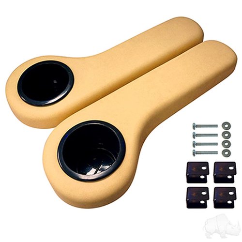 Universal Golf Cart Rear Seat Arm Rests with Cup Holders - TAN