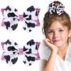 Mxxipp Cow Print Hair Bow Clips,2PCS Bow Hair Clips with Pink Grosgrain Ribbon,Cute Cow Print Clips Hair Accessories for Children Girls Birthday Party Decorat
