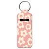 KLLRO RUO Chapstick Holder Keychain Fashion Lipstick Sleeve Lip Balm Portable Pocket Lip Gloss Tube Holder Clip-on Makeup Travel Accessories - Pink Flower