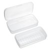 JUXYES Plastic Sterilizing Tray for Nail Art Accessories Tools, Portable Nail Art Tool Sterilizer Tray with Strainer, Fully Transparent Storage Box Organizer for Tweezer, Manicure Tools (Clear)