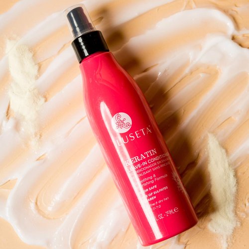 Luseta Keratin Leave in Conditioner, Anti Frizz Conditioning for Curly Hair,Detangling Strengthening Smoothing Moisturizing Repair Treatment for Dry Damaged Hair,Sulfate Free Color Safe, 8.5Fl Oz