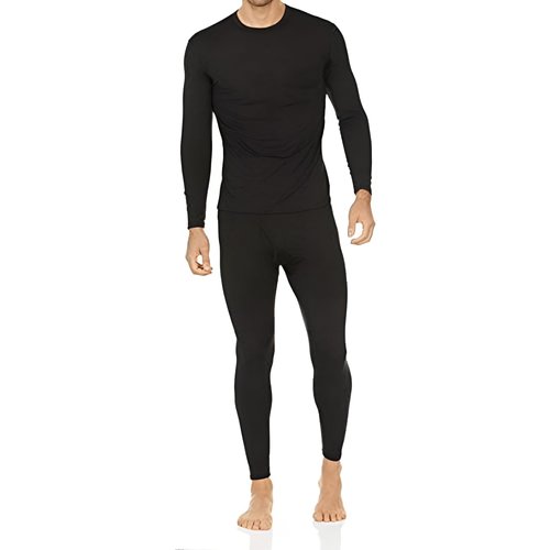 Thermajohn Long Johns Thermal Underwear for Men Fleece Lined Base Layer Set for Cold Weather (Medium, Black)