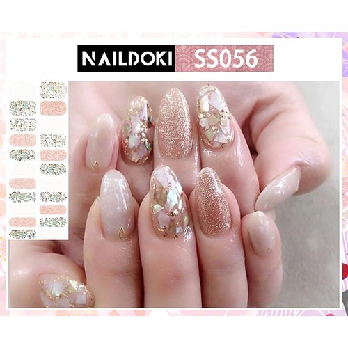 NAILDOKI Nail Stickers 6 Sheets x 22 Pieces Full Wraps Nail Polish Strips, Self-Adhesive Gel Nail Art Decals for Women Girls