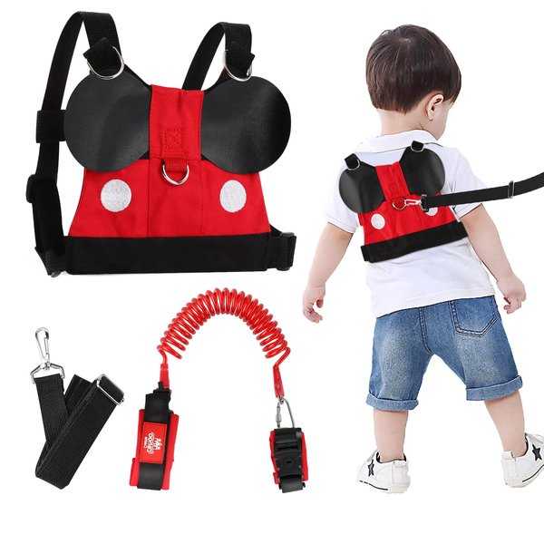 Lehoo Castle Toddler Leash for Walking, Baby Leashes for Toddlers Boys 4-in-1, Kid Harness with Leash, Child Safety Leash Anti Lost Wrist Link (Mickey)