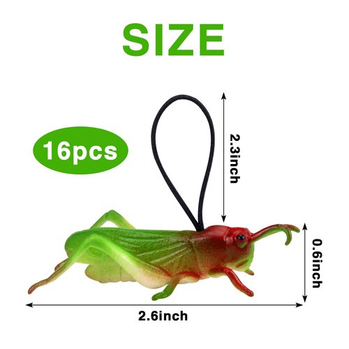 Mukum 16Pcs Plastic Grasshoppers Toys for Kids Plastic Insect Figures Toys Fake Bugs Easter Party Favors Green Grasshoppers Toys Tropical Character Toys for Insect Themed Party Children Boy Girl