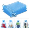 WenTao 100Pcs Premium Sheer Drawstring Organza Bags, 4 x 6 Inch (10x15cm) Pouches Candy Jewelry Party Wedding Favor Gift Bags Blue