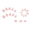 SINSEN Pink Square Fake Nails French Tip Press on Nails Medium Length, 24Pcs White Flower Glue on Nails With Rhinestones Glossy Medium Square Acrylic Nails